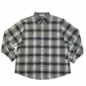 Land’s End Men’s Gray Plaid Button Up Flannel Long Sleeve Shirt
